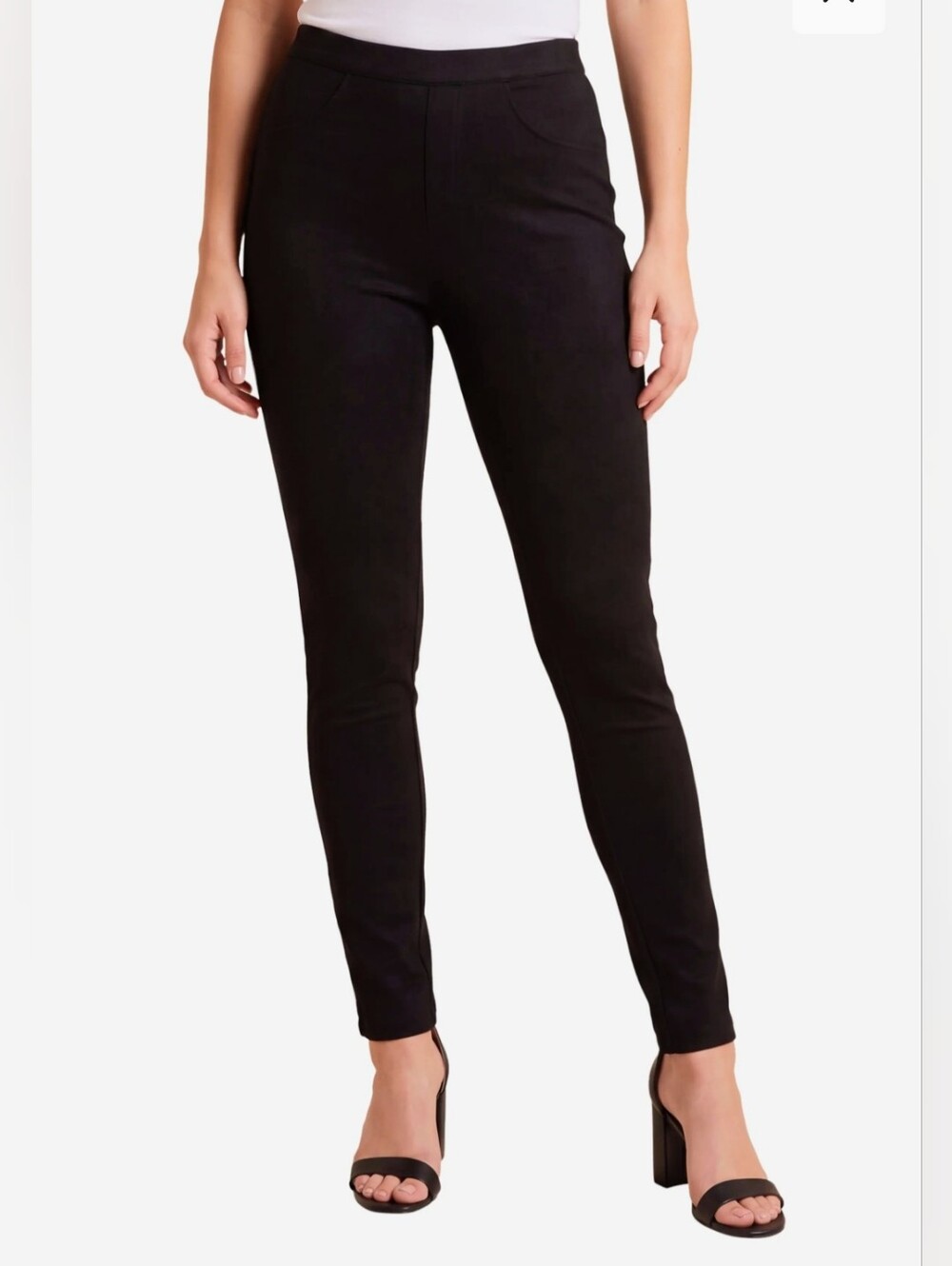 DEX Black Faux Suede Slim Ponte Pants/Leggings